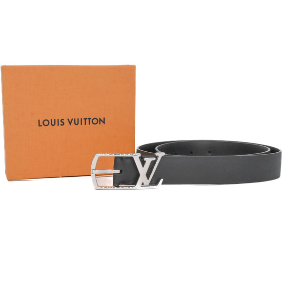LOUIS VUITTON M6058 Santur Neogram Leather Belt, Black, Men's, #90 LV - Picture 1 of 10